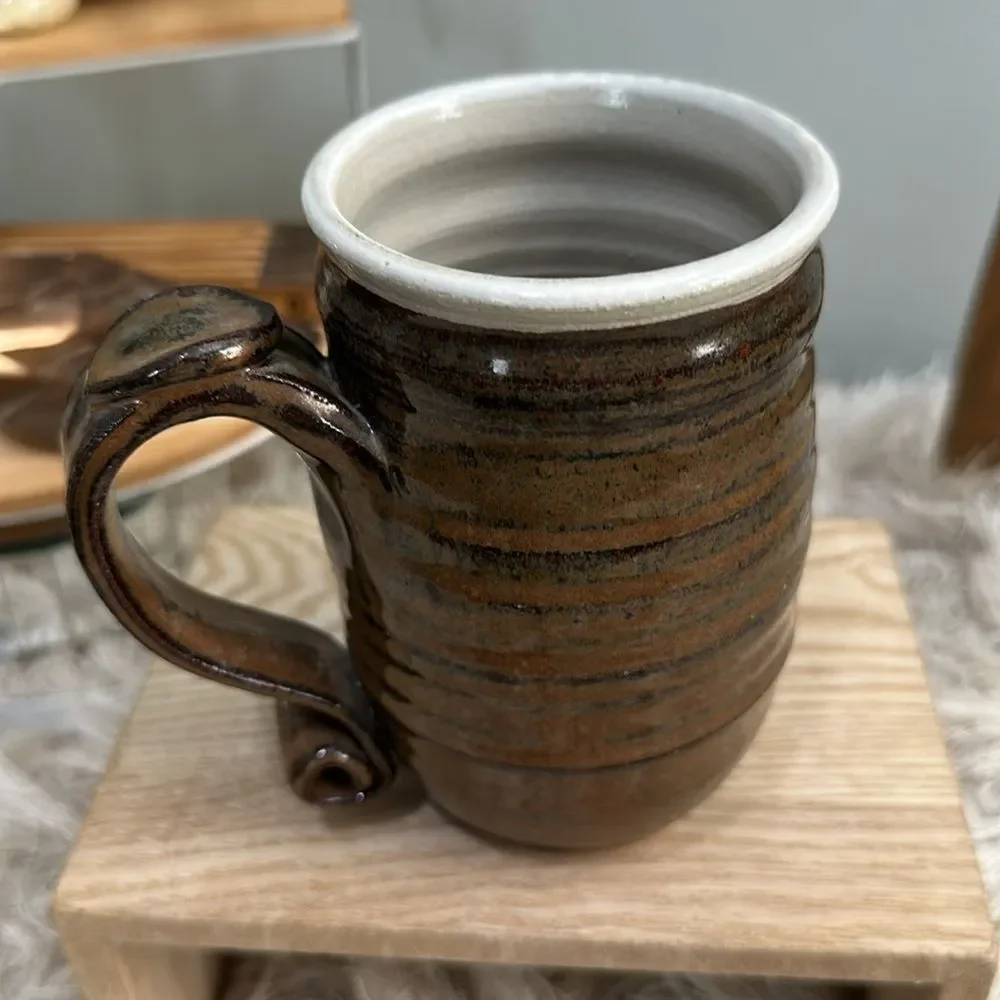 Handmade Mallard & Cattails Pottery Stoneware Coffee Tea Mug‎ Artist Stamped